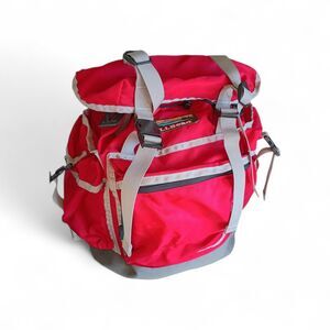 Vintage LL Bean Logo Backpack Hiking Continental Rucksack Red & Gray Classic